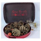 Holiday Basket Tray & Red Round Tray, etc