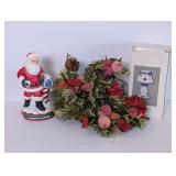 Vintage Holiday Centerpiece, Santa, Tealight Lamp