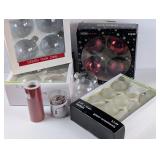 Glass Ornaments for Crafting, Red Ribbon etc