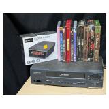 DVDs, Emerson VCR, Clock