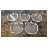 5 Vintage Glass Apple Soap/Jewelry/Trinket Trays