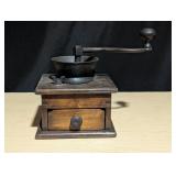 Antique Wood & Cast Iron Coffee Grinder. Walnut?