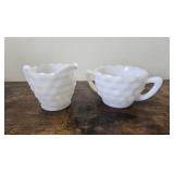 Vintage Jeanette Milk Glass Creamer and Sugar Set