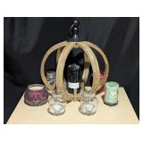 Wooden (Fir) Lantern Candle Holder and Candles