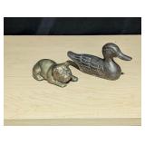 Vintage Brass Duck & Bulldog