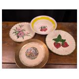 Vintage Bowl with Radish Design, 3 Plates