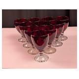 10 Bubble Foot Royal Red/Clear Goblets