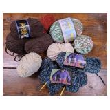 Yarn: Brown, Rust, Beige, Blue, Pink Baby Camo