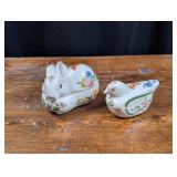 Bunny/Rabbit and Bird Candle Holder Trinket Boxes