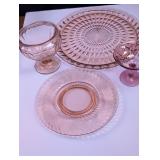 Vintage Jeannette Pink Depression Glass Cake etc