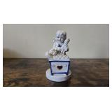 Vintage Blue and White Porcelain Girl and Baby