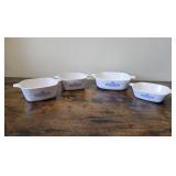4 Corning Ware Blue Cornflower Baking Dishes