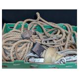 Vintage Hay Loft Rope, PulleyHook, Ratchet Strap