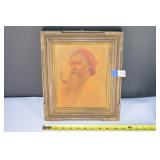 old print man smoking in frame