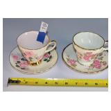 lot of 2 rose bone china cups and saucers