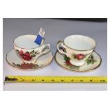 pair of rose bone china cups and saucers