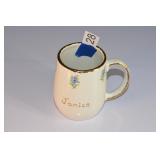 hand painted Janice pottery mug