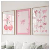 3pcs Trendy Watercolor Pink Blue Bows College...