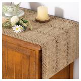 Burlap Small Table Runner Boho Rustic Macrame...