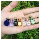 9pcs Mini Glass Color Bottles with Cork Stopper...