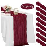 Burgundy Table Runner Cheesecloth Gauze Rustic...