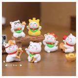 6pcs/set Chinese Lucky Cat Decor Lucky Cat...