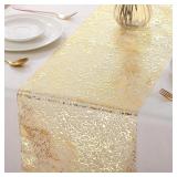 Gold Table Runner Metallic Glitter Table Cloths...