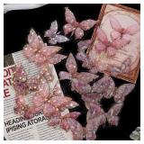 1 pack/20 pcs, pink crystal butterfly...