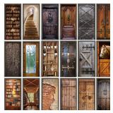 Wooden Door Mural Decal Sticker Peel and Stick...