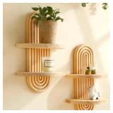 1Pc Wooden Wall Mounted Shelves, Boho Style...