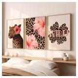 1/3pcs Funky Y2K Leopard Hibiscus Flower Pink...