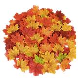 50/200Pcs Artificial Maple Leaves Autumn Silk...