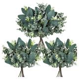 10 Pcs Mixed Artificial Eucalyptus Leaves Bulk...