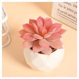 Pink Flocking Artificial Succulents Plants With...