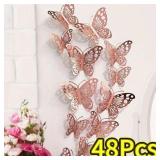 48pcs Gold Silver Hollow Butterfly Wall...