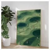 Vintage Green Tiny Golfers Art Poster Canvas...
