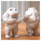 1pc Muscular Hippo Statue - Durable Plastic...