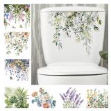 Green Plant Leaves Bathroom Toilet Sticker WC...