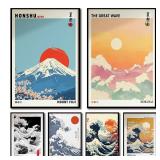 Mount Fuji Sunrise Wave Canvas Print Hokusai...