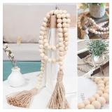 Wood Bead Garland Farmhouse Wall Hanging Home...