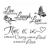 Live Laugh Love Butterfly Flower Wall Art...