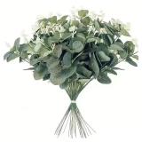 10Pcs Of Eucalyptus Leaf Stems Green Artificial...