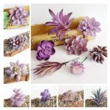 39Styles Purple Flocked Artificial Succulents...