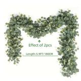 Lush 70.8' Faux Eucalyptus Garland With White...