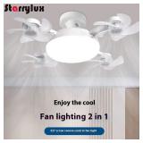 LED Smart Silent Fan Light with E27 Screw...