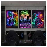 3pcs Canvas Paintings Gaming Room Gamepad Punk...