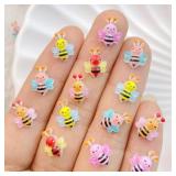 50Pcs New Cute Resin Mini Colorful Bee Series...