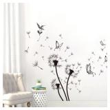 Dandelion Butterfly Silhouette Wall Stickers...