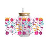 NEW Neon Glow Flower Artwork Design UV DTF Cup...