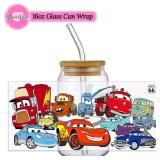 Cars UV DTF Cup Wrap Transfer Sticker for 16oz...